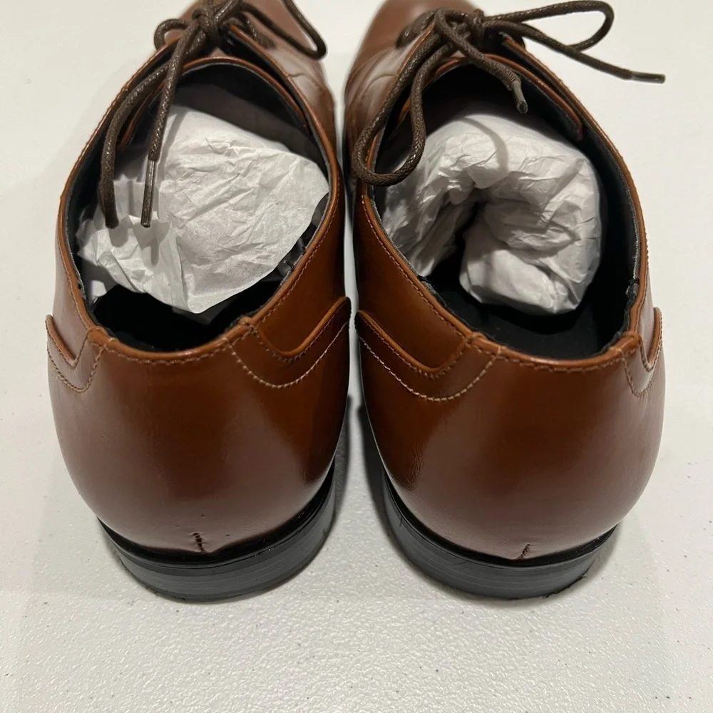Alfani Quincy Memory Foam Men's 10.5 M Lace Up Dress Shoes Tan Brown Oxford BOX